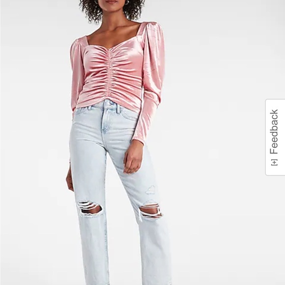 NWT Express Pink Velvet Long Sleeve Blouse - Picture 10 of 11